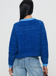 back view of model wearing Princess Polly Oak Meadow Cardigan Blue 