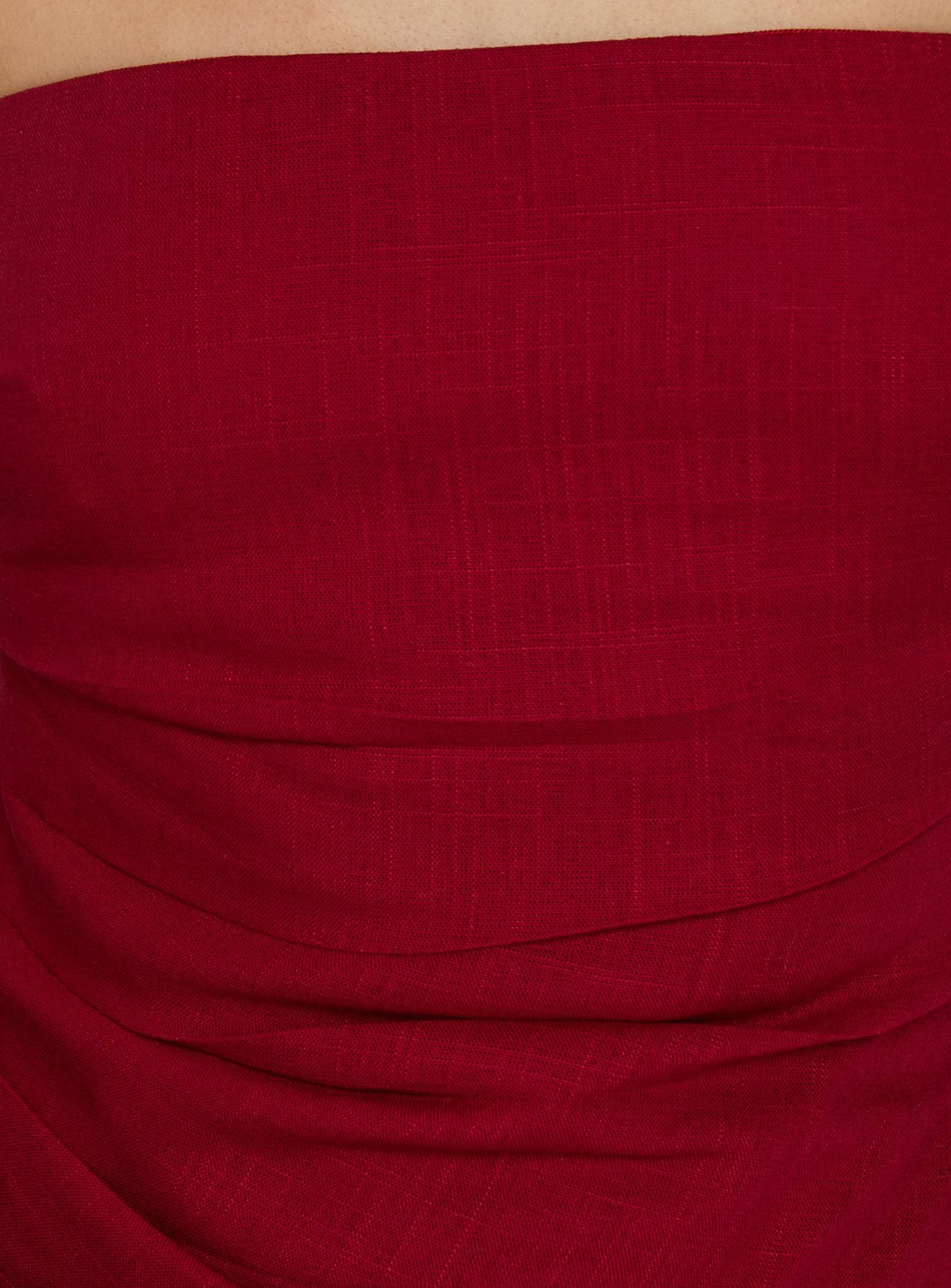 Josina Strapless Ruched Mini Dress Red