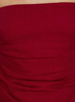 Josina Strapless Ruched Mini Dress Red