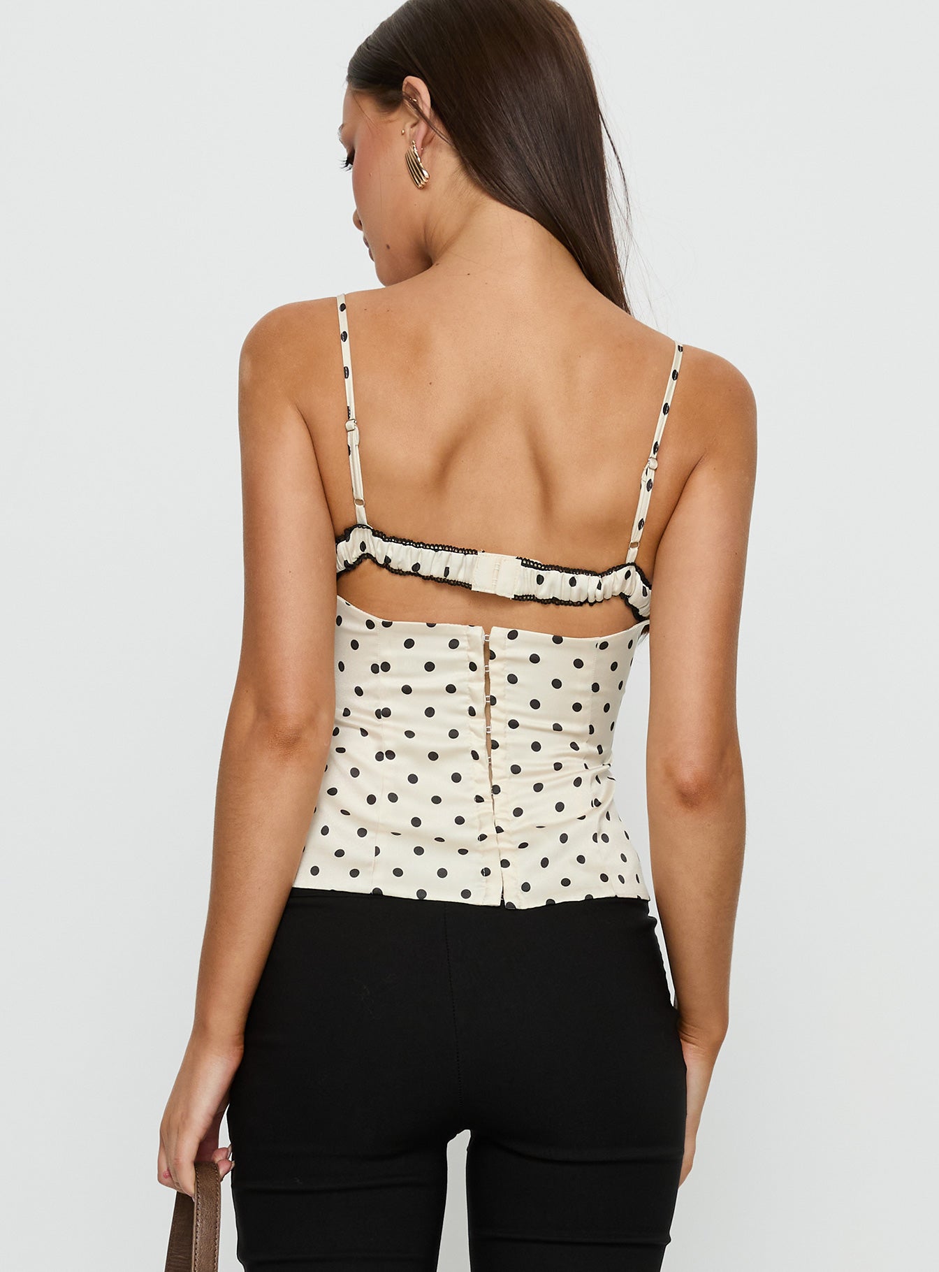Renaissance Corset Lace Top White Polka Dot
