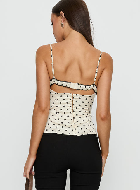Renaissance Corset Lace Top White Polka Dot