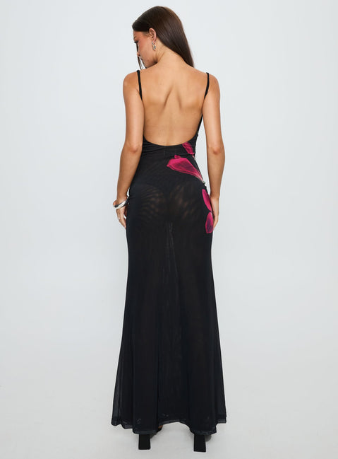 Fiadora Underwire Mesh Maxi Dress Black Floral | Princess Polly Fiadora Underwire Mesh Maxi Dress Black Floral | Princess Polly