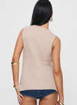 back view of model wearing Princess Polly Nowah Knit Vest Beige Long 