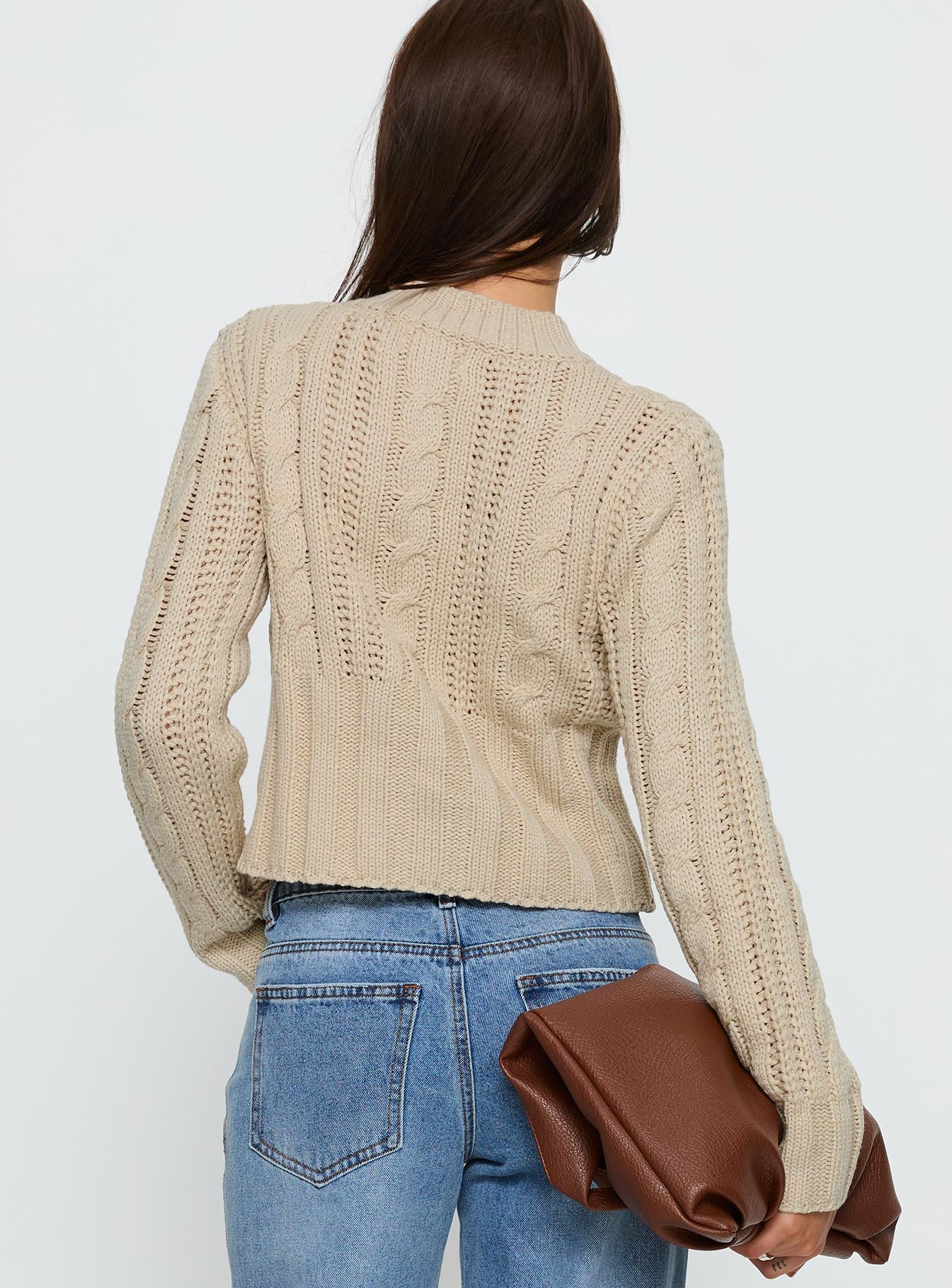 Donielle Cable Knit Cardigan Beige | Princess Polly