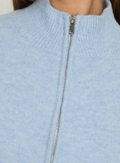 Agneta Zip Through Funnel Neck Sweater Blue