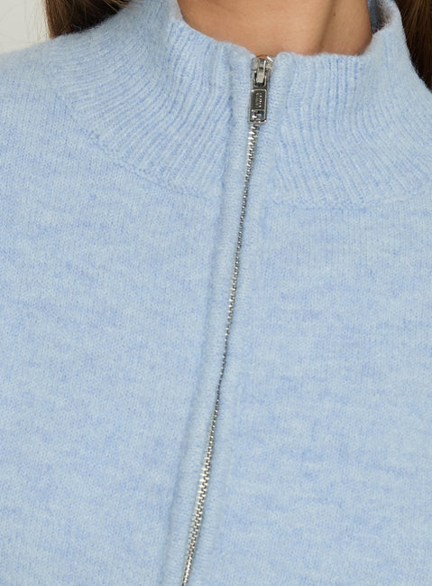 Agneta Zip Through Funnel Neck Sweater Blue