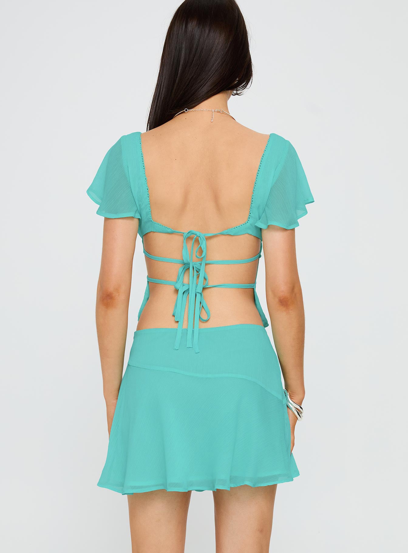 Pappilion Asymmetrical Mini Skirt Aqua Mini Skirts 