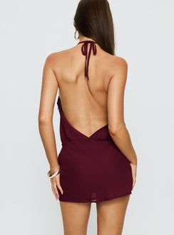 Drifting Away Chiffon Mini Dress Currant