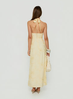 Luisella Halter Midi Dress Yellow Floral