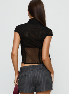 Anistasia Mesh Keyhole Corset Top Black