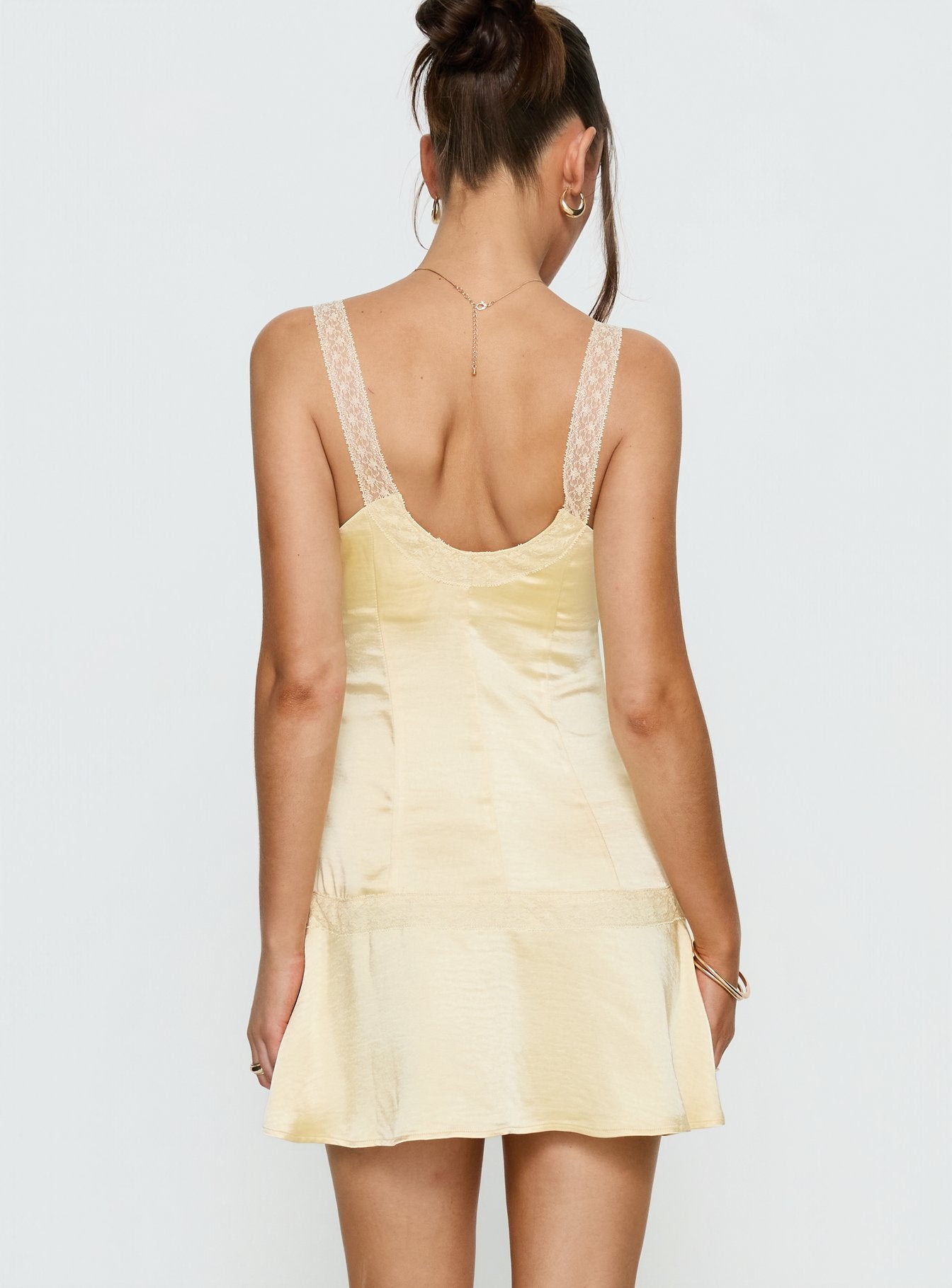 Sybelle Lace Drop Waist Mini Dress | Yellow | Womens | Princess Polly Lower Impact Sybelle Lace Drop Waist Mini Dress | Yellow | Womens | Princess Polly Lower Impact