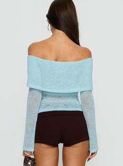 Chanice Off Shoulder Long Sleeve Top Blue