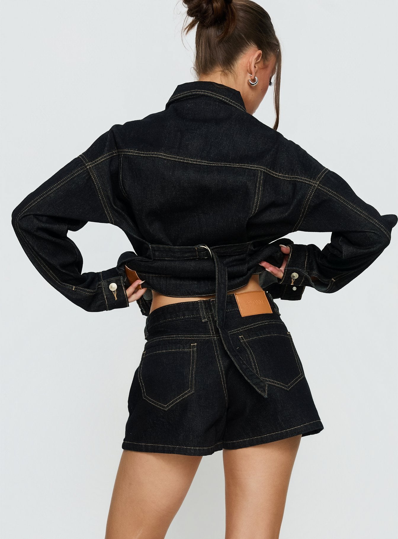 Mackenza Mid Rise Denim Shorts Raw Denim