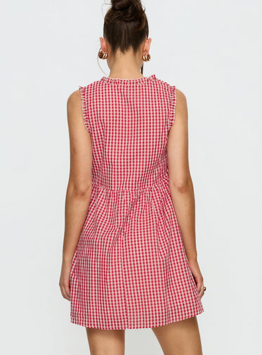 what color shoes with olive green dress Paula Gingham Cotton Knitted Maxi Dress - Green main image 0