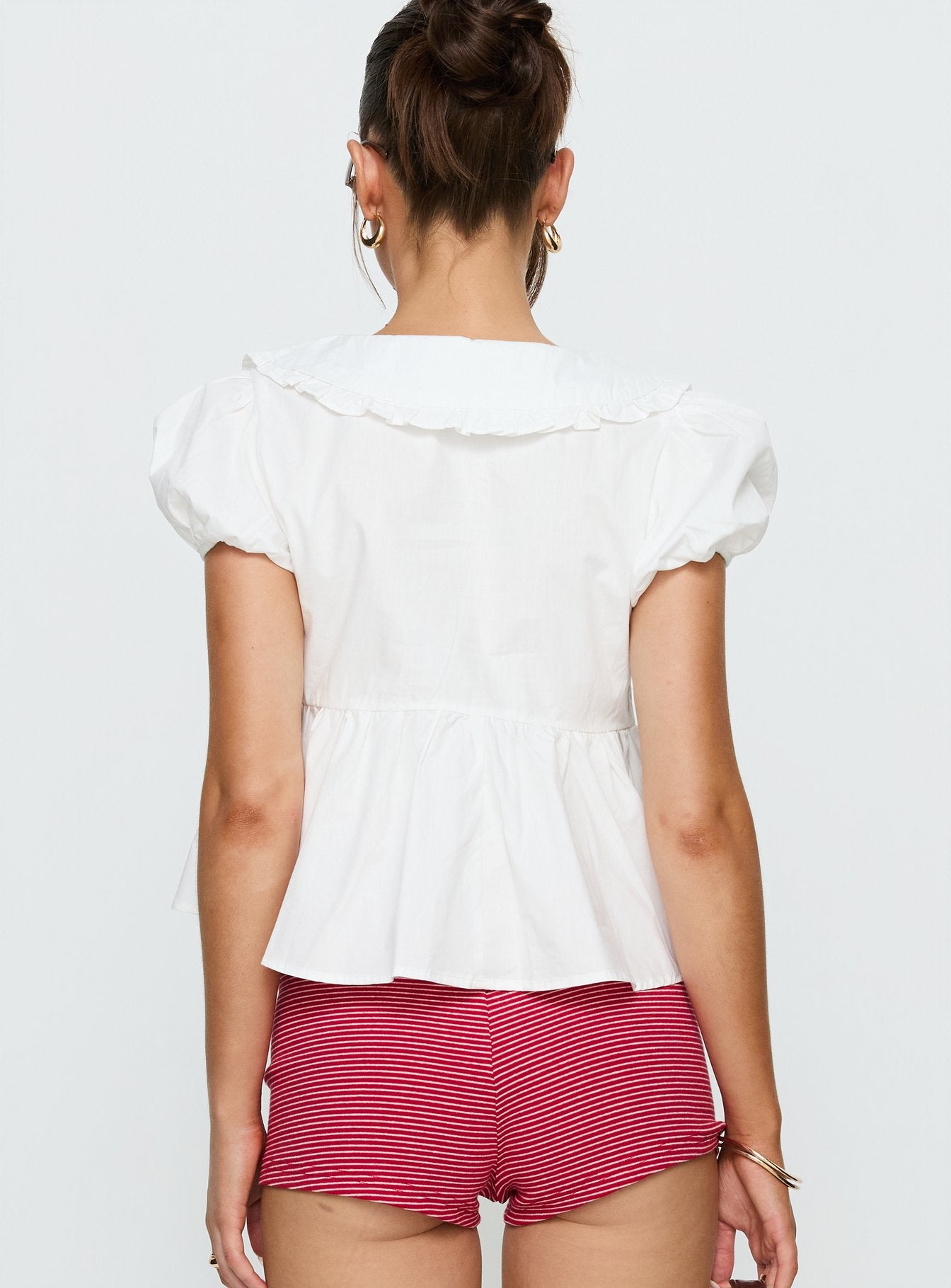 Dawes Oversized Collar Blouse Top White