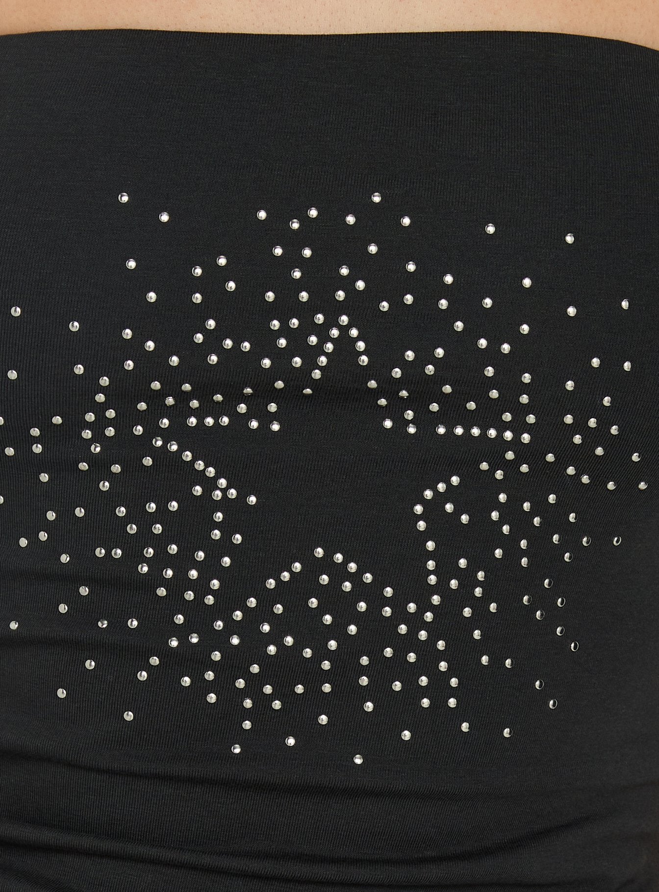 Shimmering Studded Strapless Top Charcoal