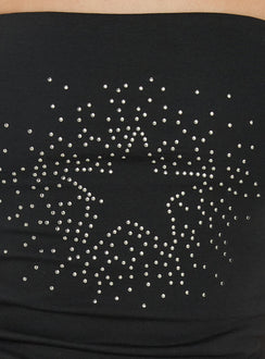 Shimmering Studded Strapless Top Charcoal