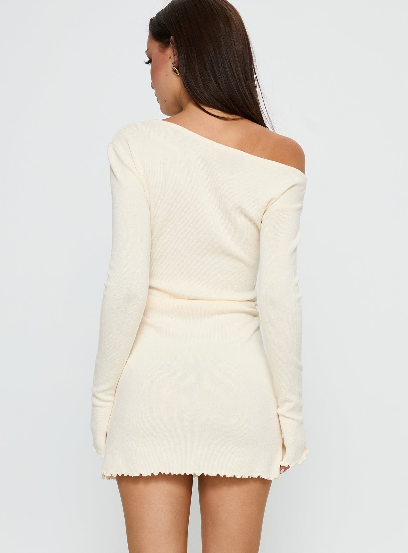 Yelsie Off Shoulder Long Sleeve Mini Dress Cream | Princess Polly Yelsie Off Shoulder Long Sleeve Mini Dress Cream | Princess Polly