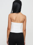 Flounce Strapless Top White