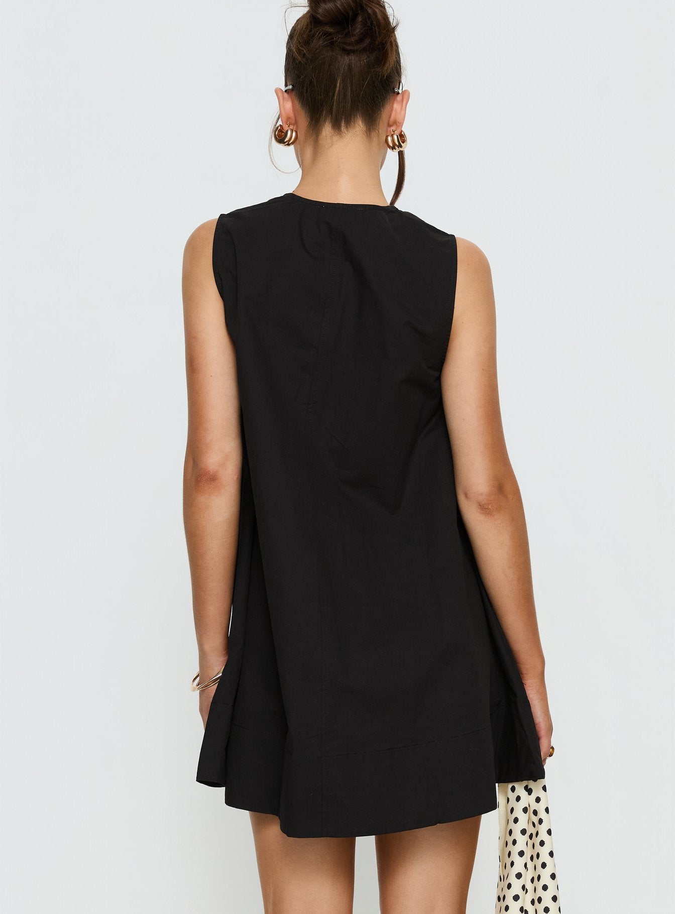 Eberta Ruched Baby Doll Mini Dress Black