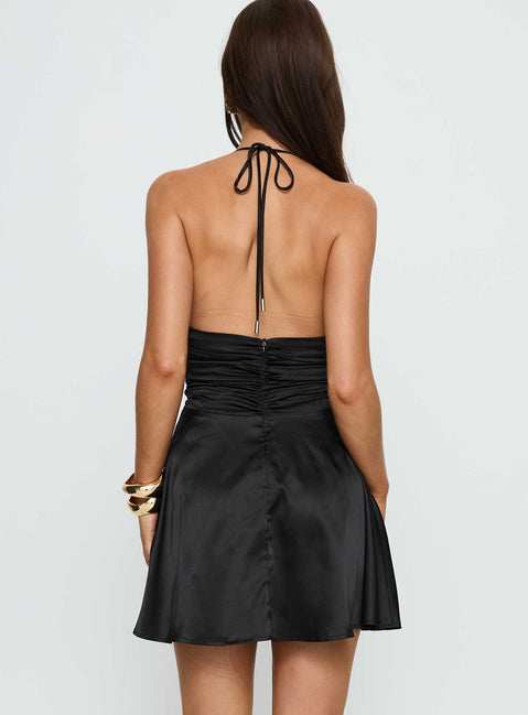 Odelina Halter Mini Dress Black