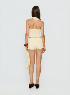 Lesaro Ruffle Drape Micro Shorts Yellow