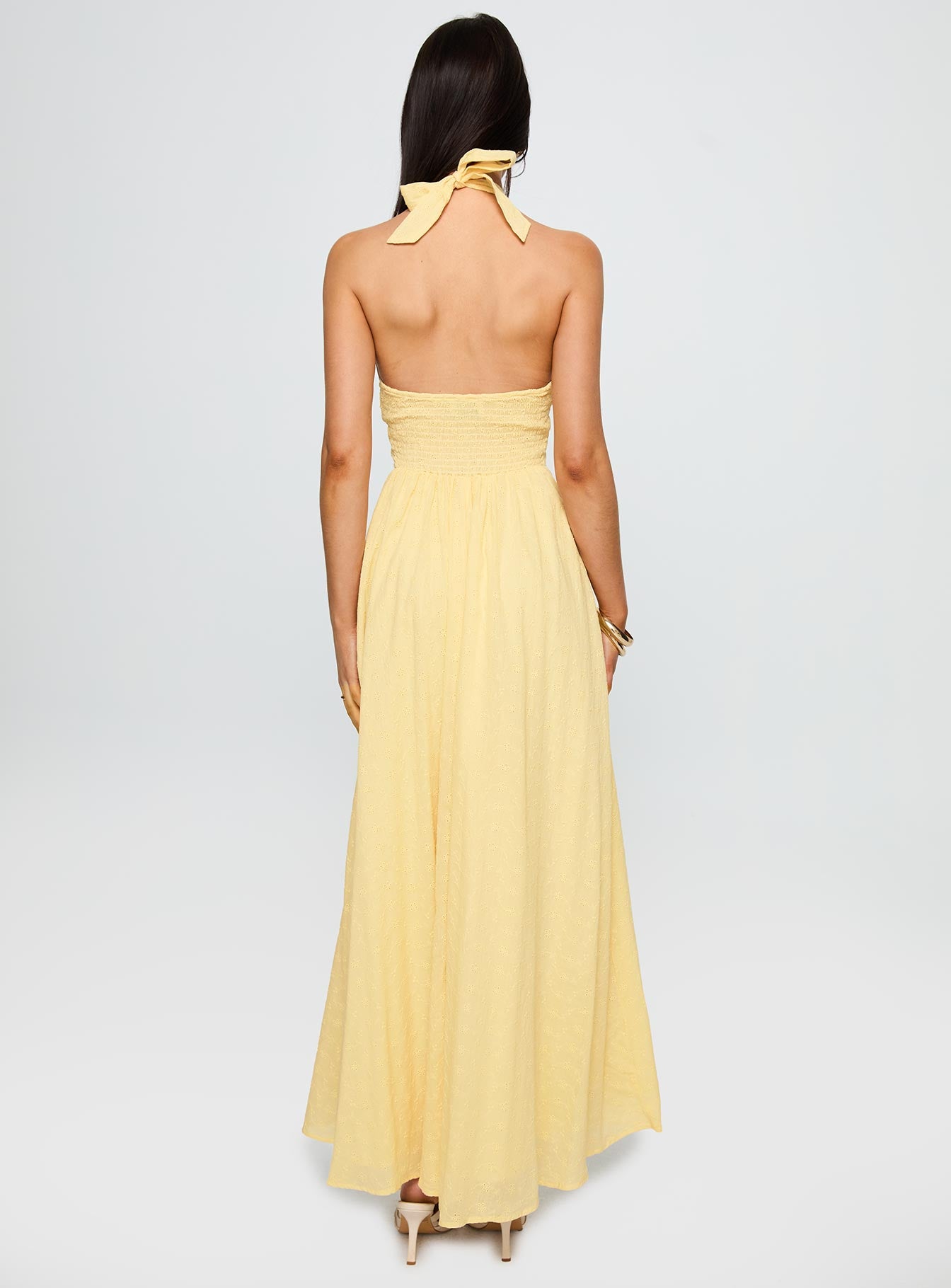 open lace back dress Summer State Halter Maxi Dress Yellow open lace back dress Summer State Halter Maxi Dress Yellow