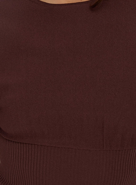 Bowwie Cinched Short Sleeve Knit Top Chocolate