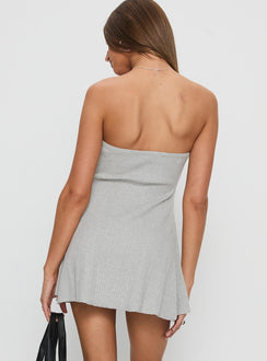 Dalilah Strapless Rib Knit Mini Dress Grey
