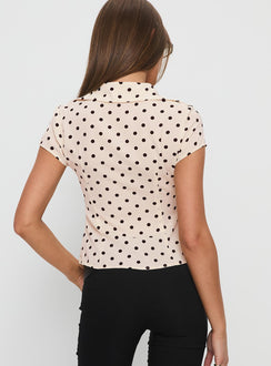 Cottesloe Blouse Top Cream Polka