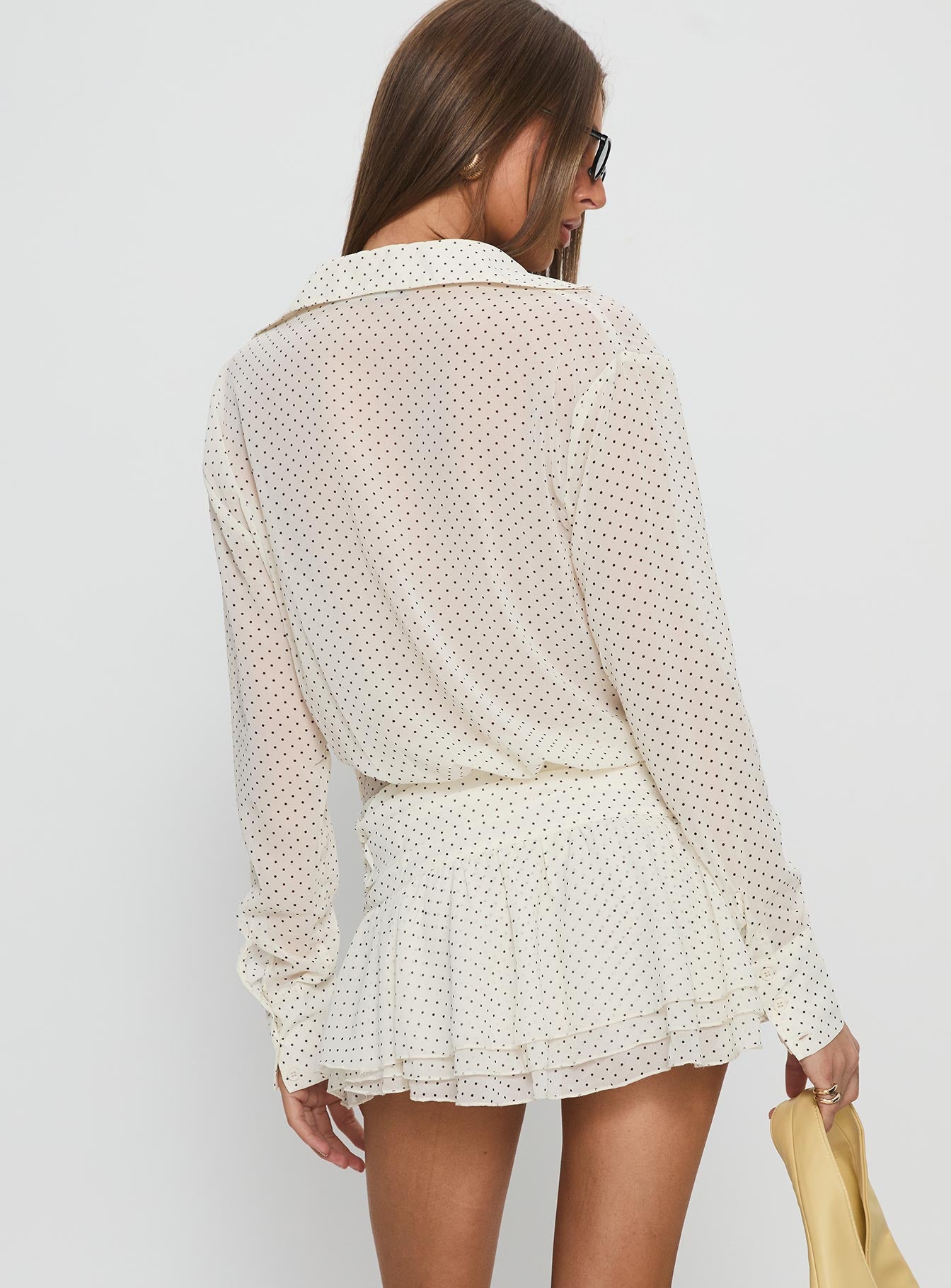 Girls Girls Girls Long Sleeve Mini Dress Porcelain Polka