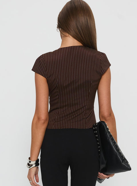 In A Vault Zip Through Top Brown Stripe