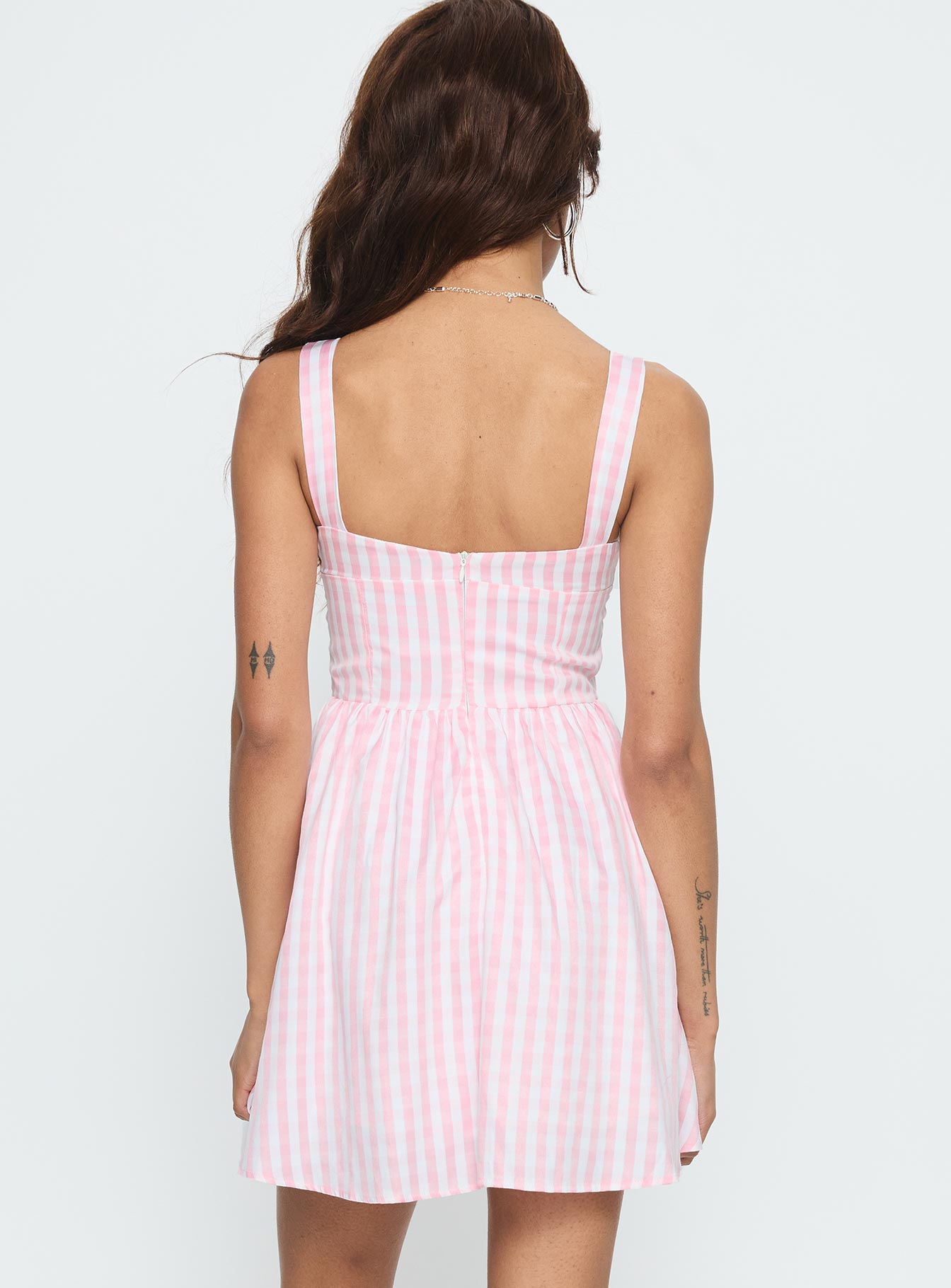 Yoselyn Pleat Mini Dress Pink Check | Princess Polly