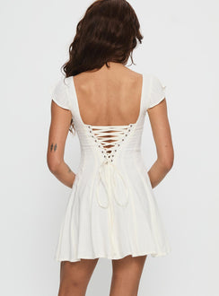 Annah Cap Sleeve Tie Up Mini Dress White