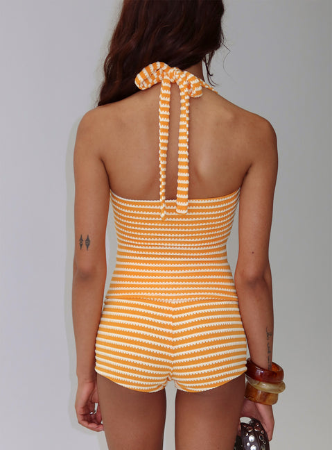 Edamame Micro Shorts Orange Stripe