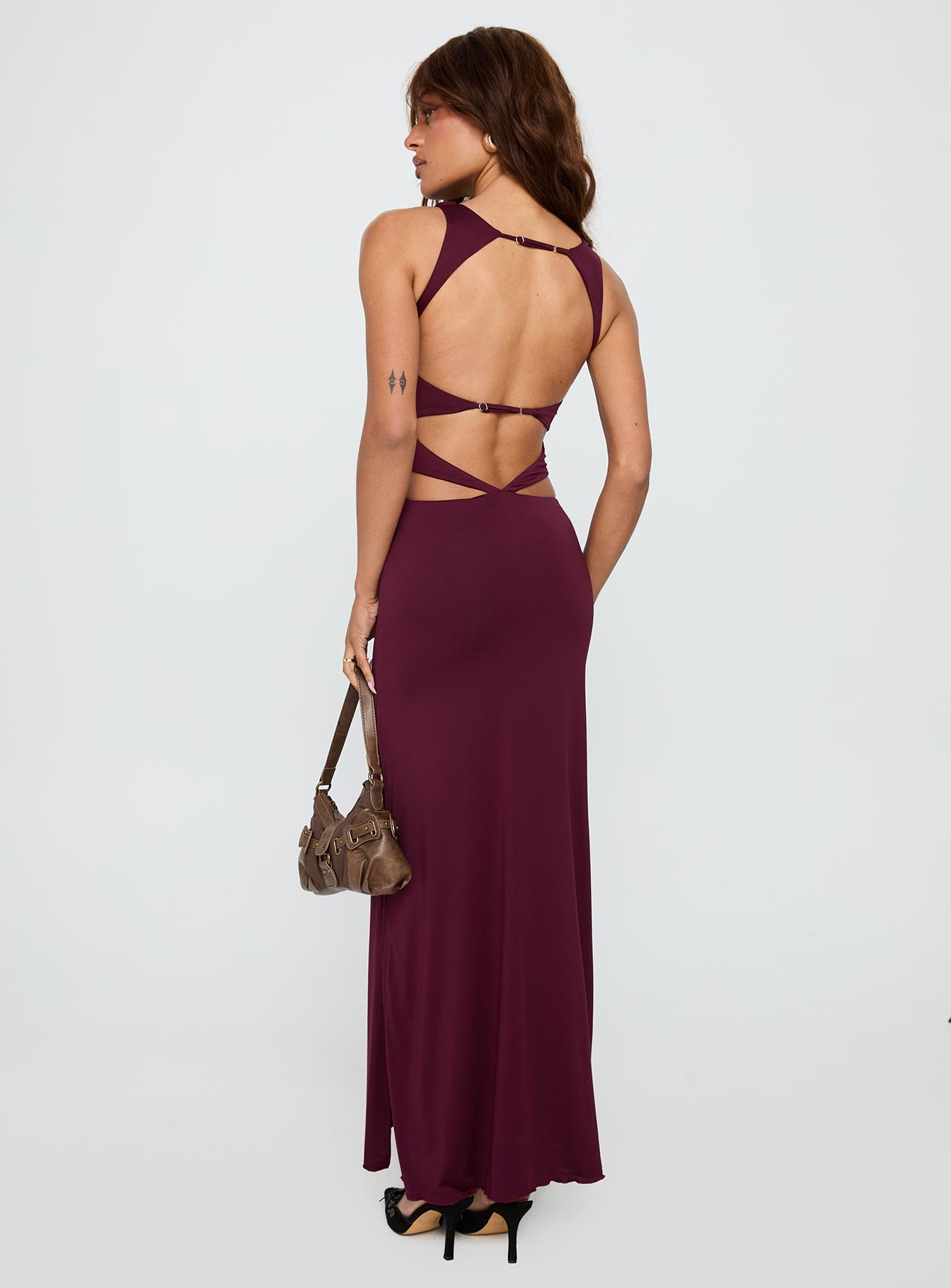 Undeniable Cut Out Maxi Dress Plum | Princess Polly Undeniable Cut Out Maxi Dress Plum | Princess Polly