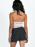 Black mini skirt Frill detail Invisible zip fastening at side