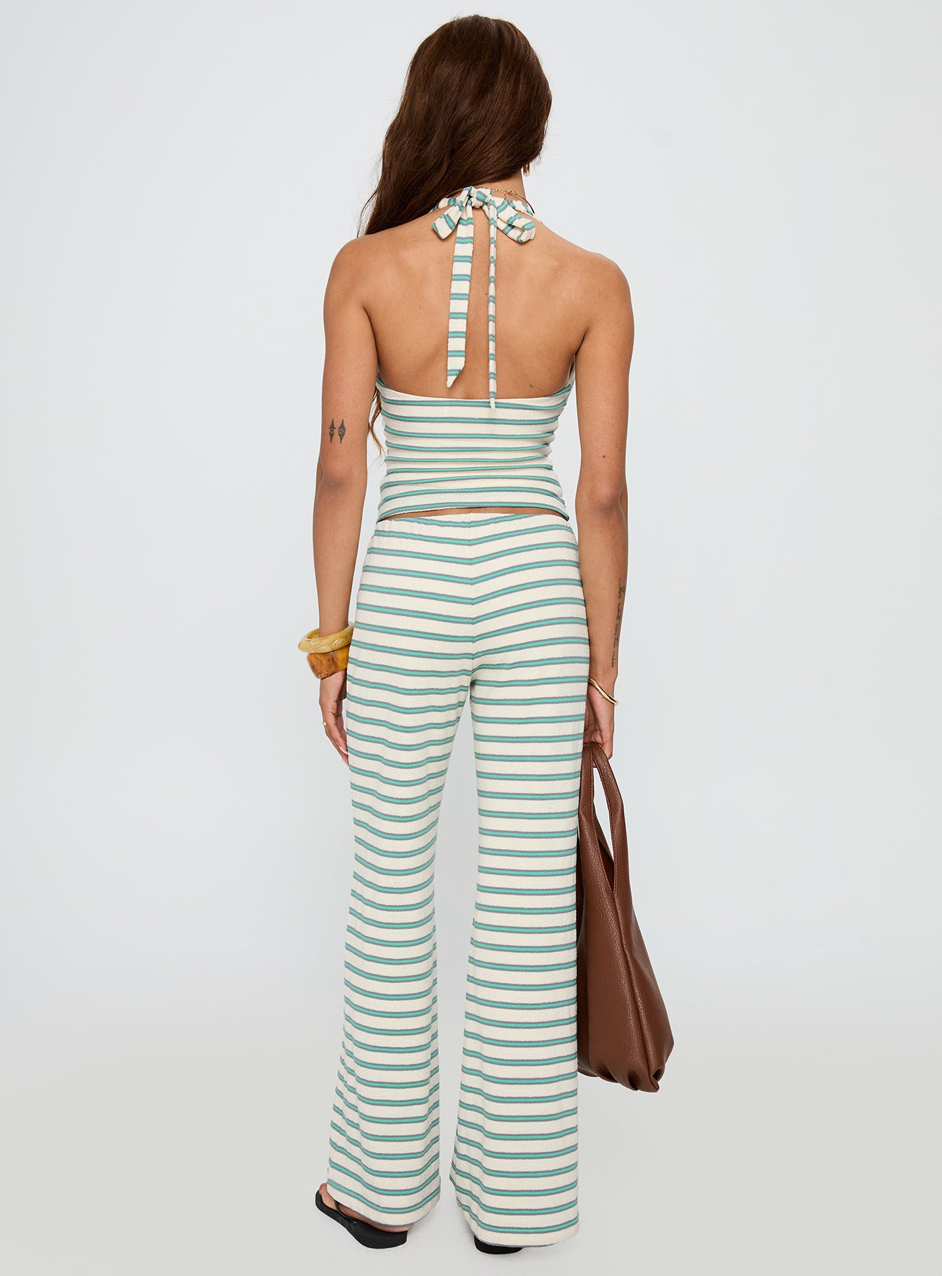 Anora Halter Wide Leg Set Blue / White Stripe