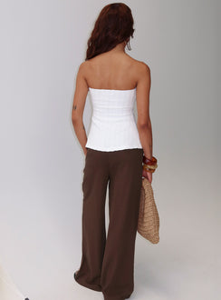 back view of model wearing Princess Polly Parklea Pants Chocolate Brown High Rise Pants 