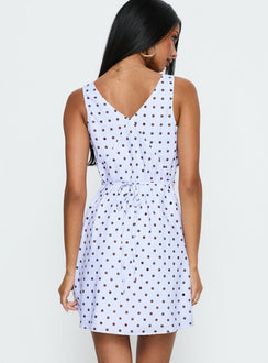 Nellie Mini Dress Blue / Brown Polka Dot