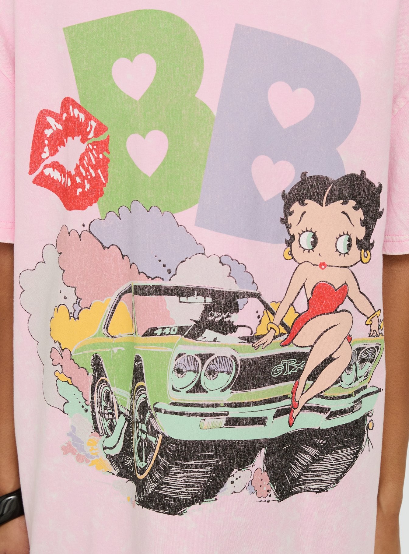 Betty Boop Speedracer Oversized Graphic Tee Washed Pink