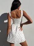 back view of model wearing Princess Polly Samana Mini Dress White Tall Square Neck 