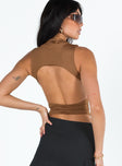 Top High neck Cut out at back Invisible zip fastening at side Good stretch Fully lined