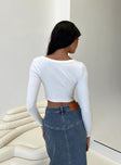 Long sleeve crop top Ribbed material V neckline Good stretch Unlined