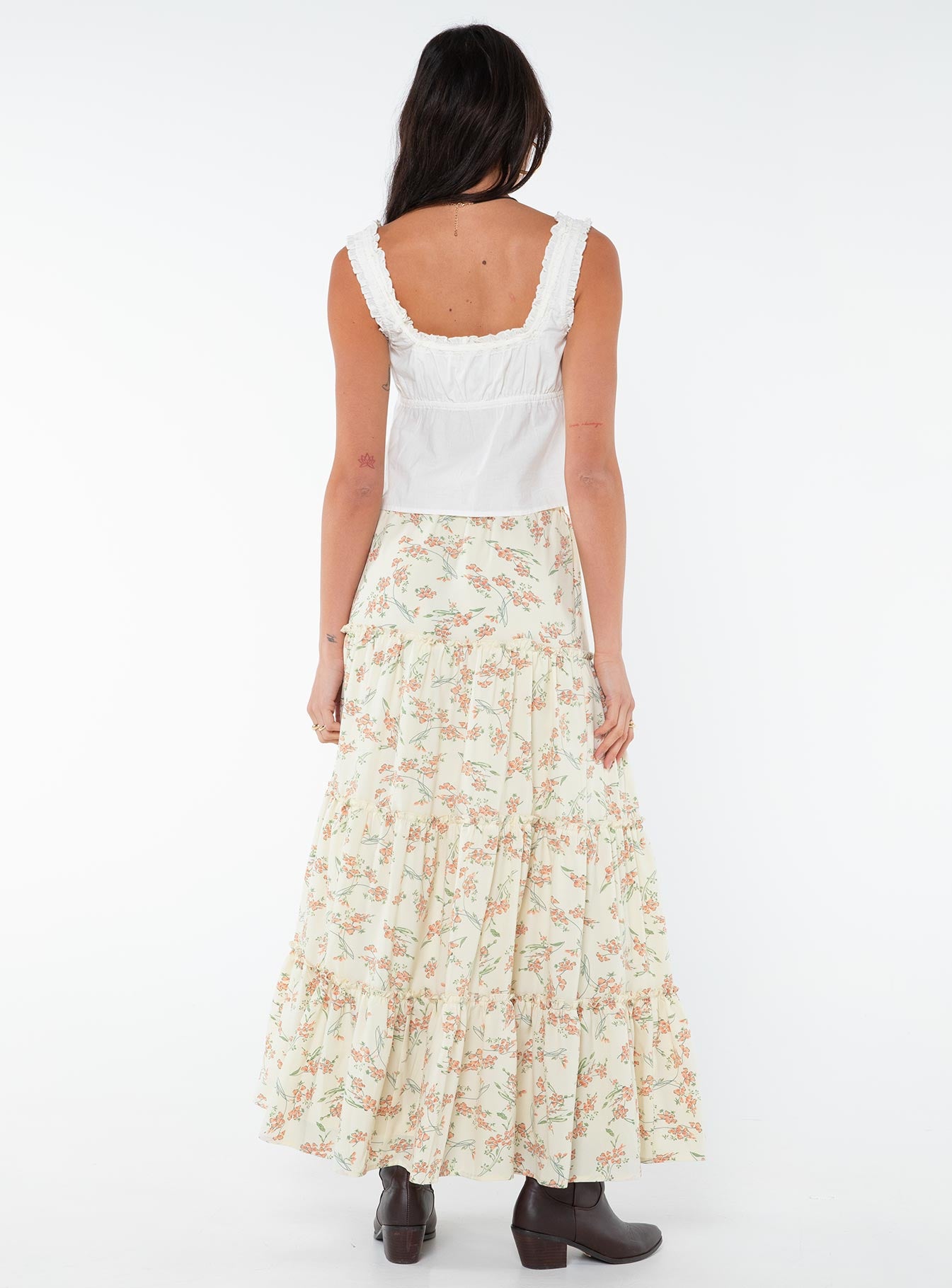 product Miriah Maxi Skirt Cream Floral Princess Polly  Midi Skirts 
