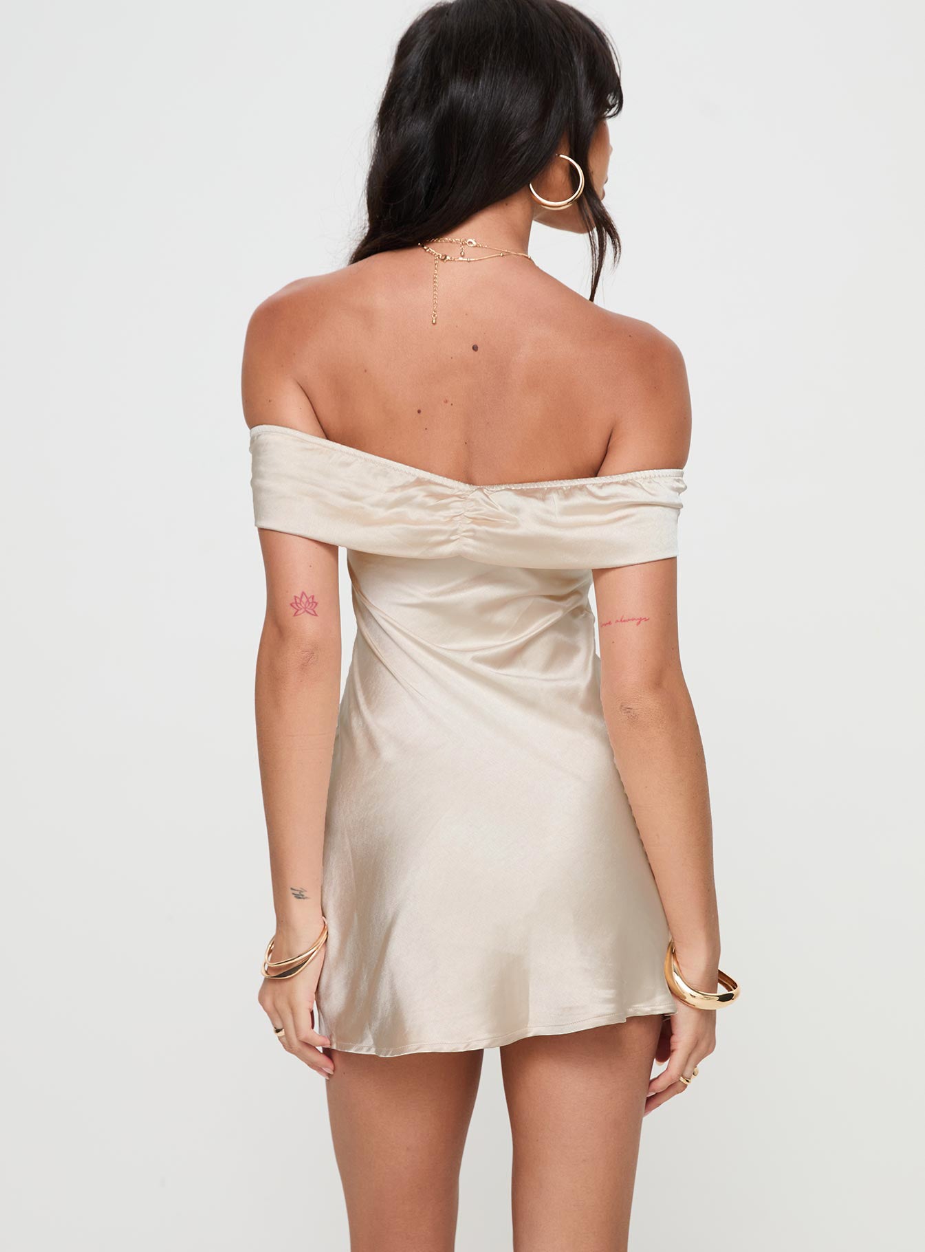 princess polly sadee mini dress Princess Polly Women's Sadee Off the Shoulder Satin Minidress - Black