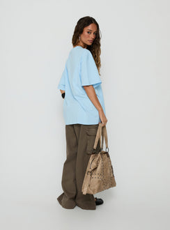 Some Call Me Charming Oversized Graphic Tee Light Blue