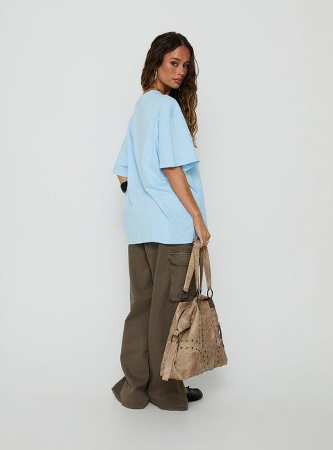 Some Call Me Charming Oversized Graphic Tee Light Blue