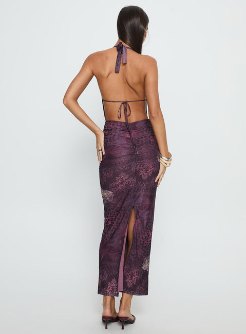 Manaia Cowl Halter Neck Maxi Dress Multi