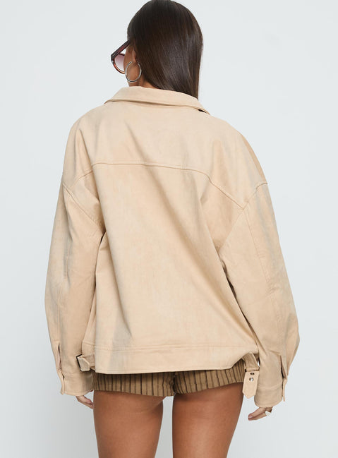 Goldsmith Faux Suede Bomber Jacket Beige